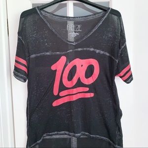 Freeze 💯 Distressed Sheer Black Jersey Blouse